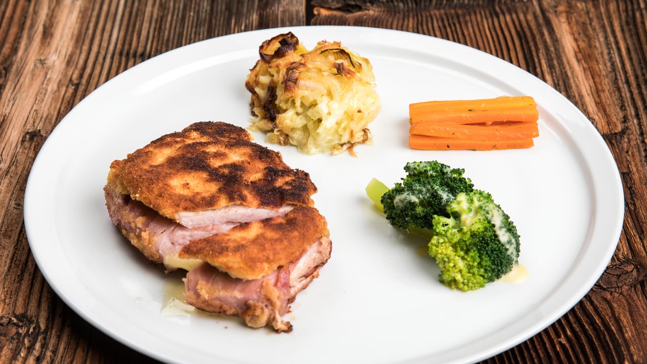 Rezepte 2017 - Landfrauen-Cordon bleu mit Kartoffel-Lauch-Gratin - SRF