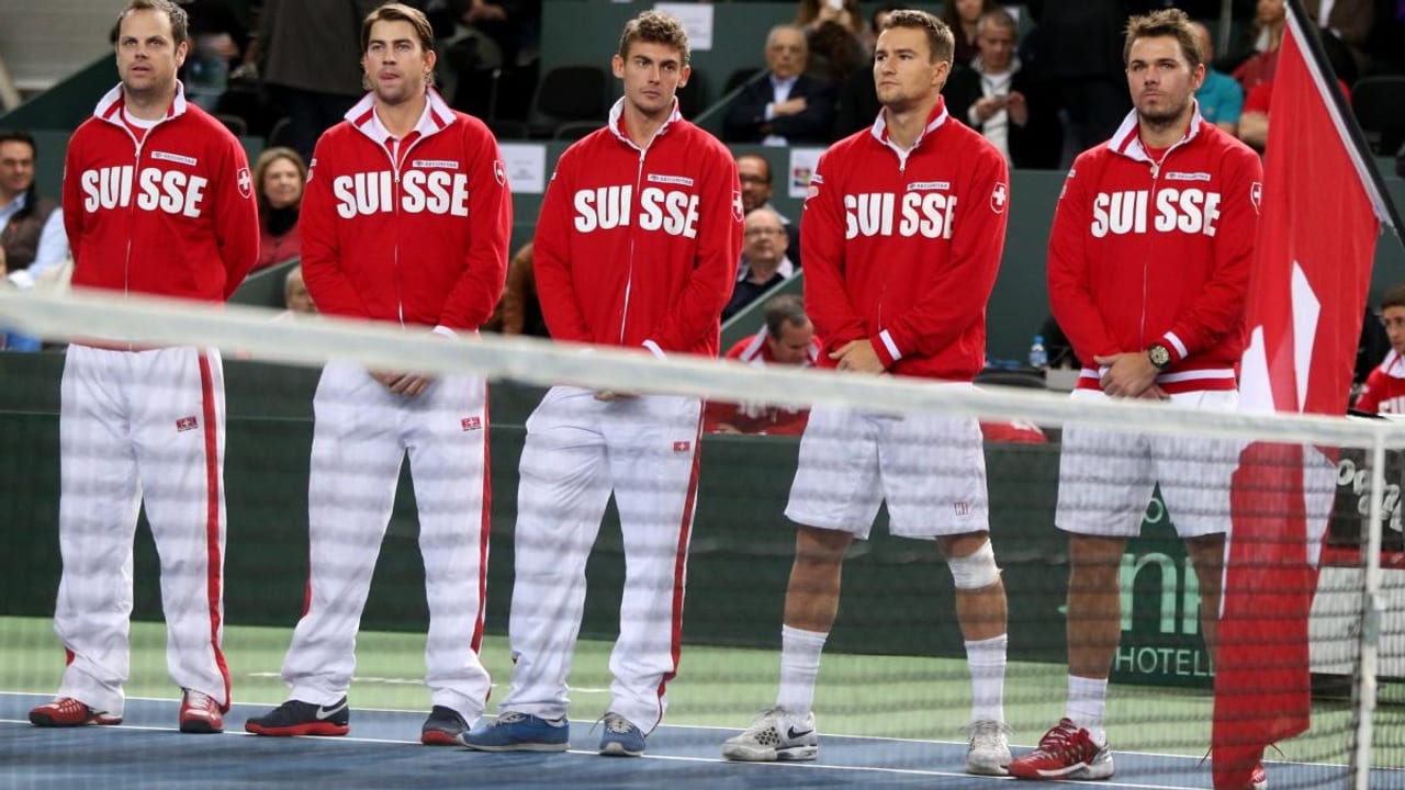 Davis Cup DavisCupTeam mit Leader Wawrinka und Neuling Bossel