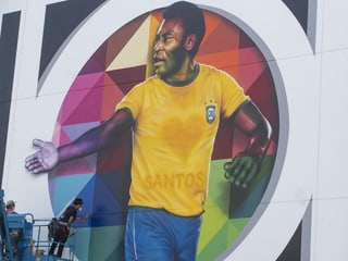 Streetart in Pelés Geburtsstadt Santos anlässlich seines 80. Geburtstags.