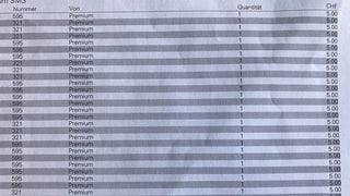 Auszug Handyrechnung mit diversen Positionen über 5 Franken Auszug Handyrechnung mit diversen Positionen über 5 Franken