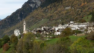Das Dorf Sils im Bergell.