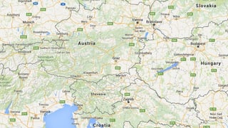 Google-Karte zeigt die Grenzen zwischen Österreich, Slowenien, Ungarn und Kroatien.