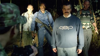 Der Drogenbaron Pablo Escobar und seine Begleiter.