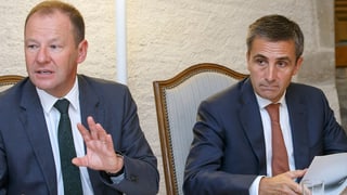 Serge Dal Busco und François Longchamp an der Medienkonferenz in Genf