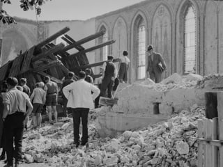 Sprengung der katholischen Kirche in Herisau 1935.