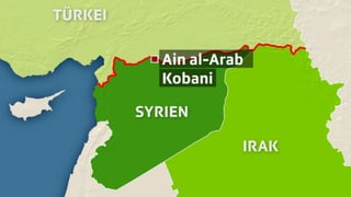 Kartenausschnitt mit Syrien, Irak und der Türkei.