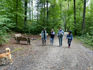 Ferdinand, Anna, Dania und Lily sind auf dem Weg in den Wald.