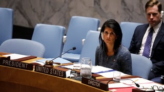 US-UNO-Botschafterin Nikki Haley am 4.4.17. US-UNO-Botschafterin Nikki Haley am 4.4.17.