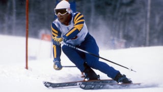 Ingemar Stenmark 1980 beim Olympia-Slalom von Lake Placid. 
