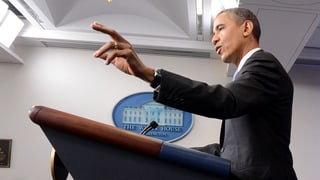 US-Präsident Barack Obama spricht im Weissen Haus zu Journalisten.