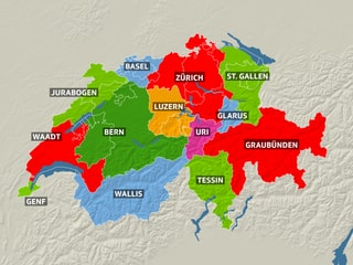Karte mit 13 Kantonen