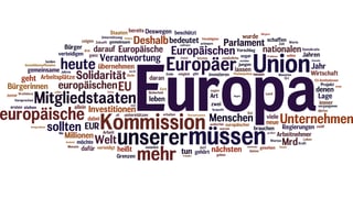 Schlagwortwolke: Die wichtigsten Begriffe der Rede Junckers im Überblick.