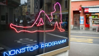 Die leuchtende Frauenreklame eines Pornokinos an der Zücher Langstrasse. Die leuchtende Frauenreklame eines Pornokinos an der Zücher Langstrasse.