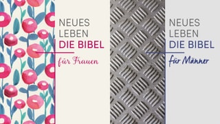 Zwei Titelseiten von Büchern: "Die Bibel für Frauen" und "Die Bibel für Männer"