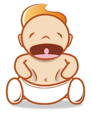 Piktogramm eines schreienden Babys mit Hunger.