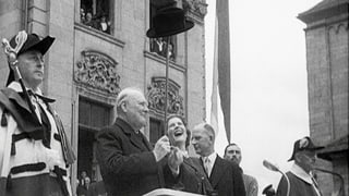 Churchill 1946 in Zürich, hier endet sein Triumphzug durch die Schweiz.