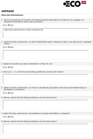 Ausgefüllter Fragebogen Ausgefüllter Fragebogen