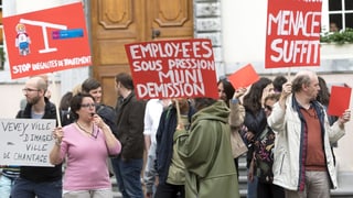 Protestierende Bürger in Vevey Protestierende Bürger in Vevey