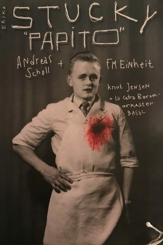 Plakat, auf dem ein junger Mann mit Blutfleck auf der Brust zu sehen ist.