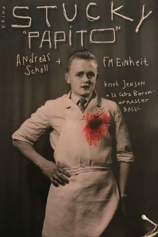 Plakat, auf dem ein junger Mann mit Blutfleck auf der Brust zu sehen ist. Plakat, auf dem ein junger Mann mit Blutfleck auf der Brust zu sehen ist.