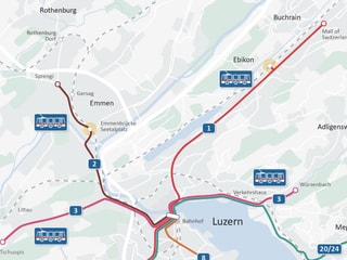 Eine Karte, welche das Busnetz in der Agglomeration zeigt. Eine Karte, welche das Busnetz in der Agglomeration zeigt.