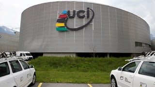 Bild vom Sitz der UCI mit dem entsprechendem Logo.