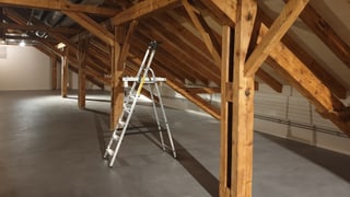 Holzgewölbe im Estrich mit Leiter am Boden Holzgewölbe im Estrich mit Leiter am Boden