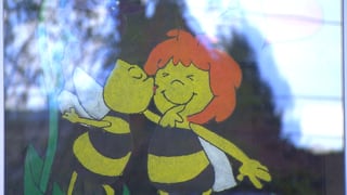 Bild mit Bienen auf Fenster
