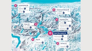 Karte der Austragungsorte der Winteruniversiade. Karte der Austragungsorte der Winteruniversiade.