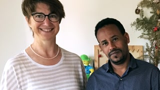 Gemeinderätin Gerda Jung und Tesfalem Nemuy. Gemeinderätin Gerda Jung und Tesfalem Nemuy.
