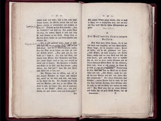 Eine Seite aus den Grimms Märchen von 1812: Der Wolf und die sieben Geisslein