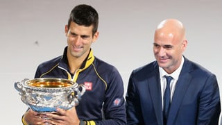 Novak Djokovic und Andre Agassi. 