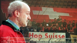 Simon Schenk vor Schweizer Fans (Doppelbelichtung)