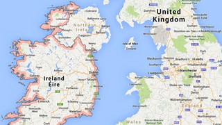Karte von Irland, Nordirland und Grossbritannien.