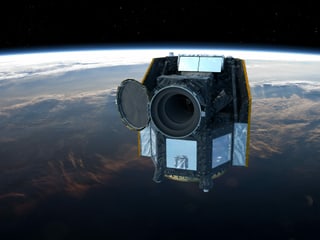 So sieht es aus: Eine graphische Darstellung des Weltraumteleskops Cheops. 