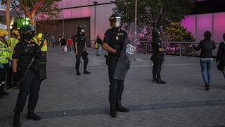 Polizeisperre in Madrid.