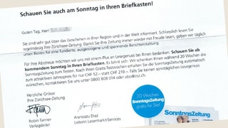 Angebot für Gratis-Abo Sonntagszeitung