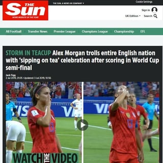 Alex Morgan und ihre «Tea-Party-Geste». Alex Morgan und ihre «Tea-Party-Geste».