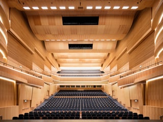 Innenansicht des Konzert- und Theatersaals des Kulturzentrums LAC (Lugano Arte e Cultura).
