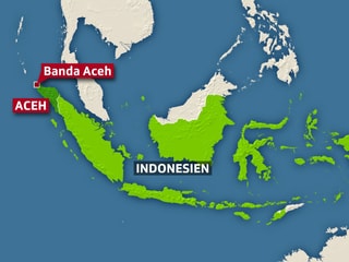 Karte Indonesien mit der Stadt Banda Aceh