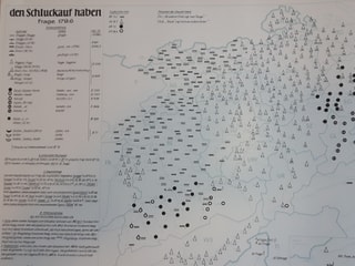 Die Karte zeigt eine Erhebung zum Sprachstand im Jahr 1950
