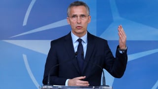 Nato-Generalsekretär Jens Stoltenberg an einem Rednerpult