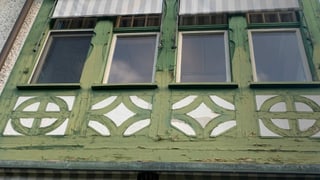 Fassade des Museums Langmatt mit Schäden. Fassade des Museums Langmatt mit Schäden.