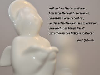 Eind Gedicht auf einem Bild mit einem Porzellanengel.