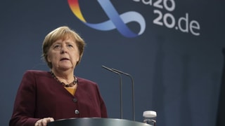 Angela Merkel nach dem Gipfel per Video vor den Medien. 