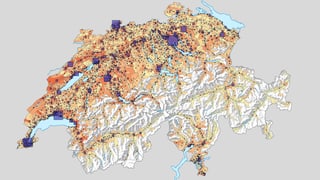 Statistische Karte der Schweiz.