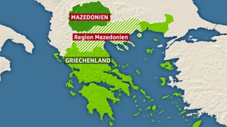 Karte mit Griechenland und Mazedonien.