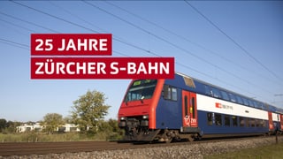Eine S-Bahn, darüber der Schriftzug "25 Jahre Zürcher S-Bahn"