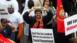 Anhänger der Tamil Tigers protestieren gegen Menschenrechtsverletzungen in Sri Lanka
