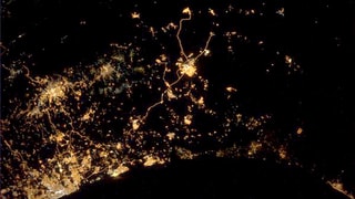 Gaza-Streifen bei Nacht aus dem All.